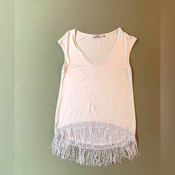 White Fringe Sleeveless Top - Picture 1 of 5